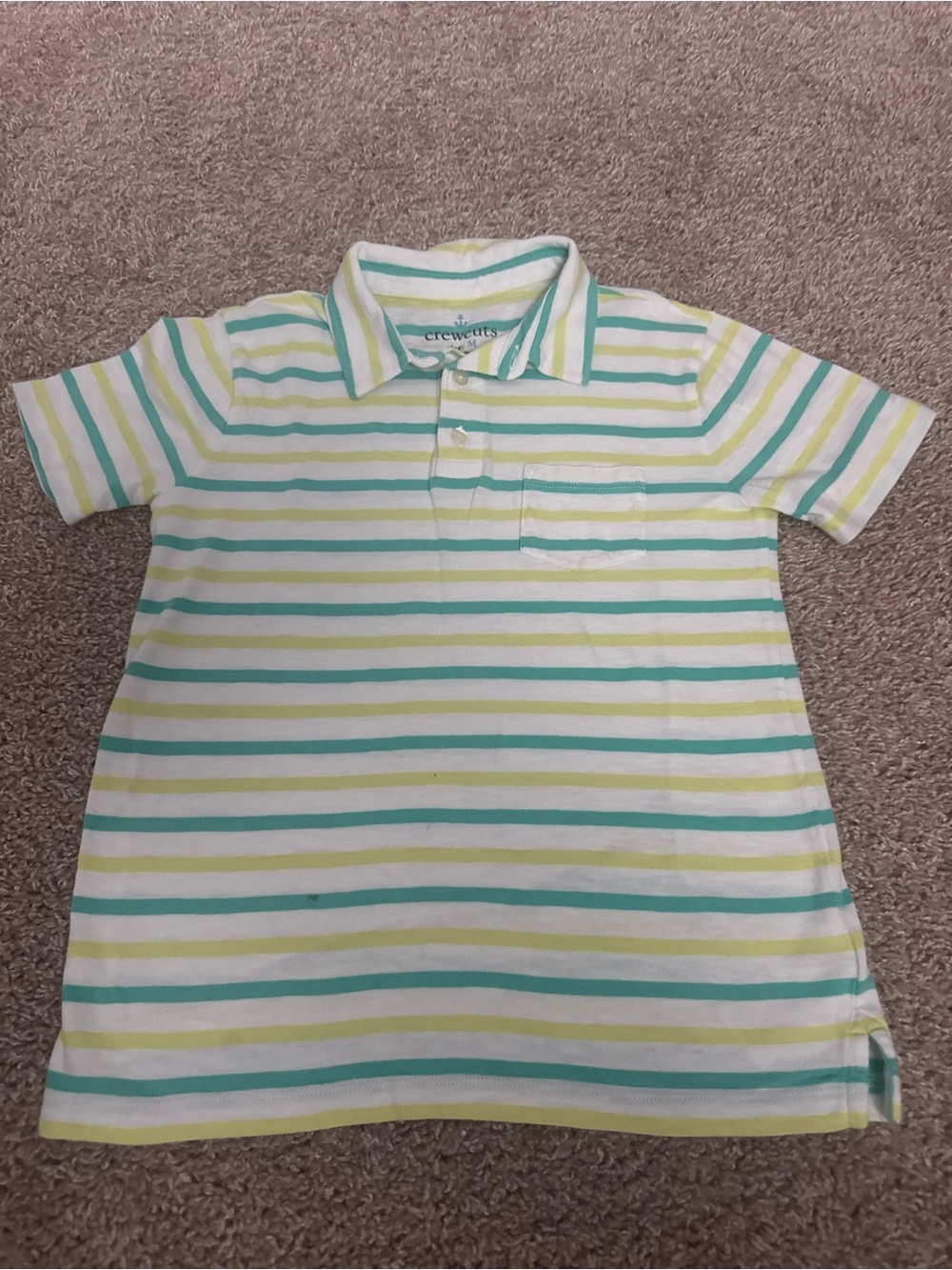 Crewcuts White Polo with Green and Yellow Stripes